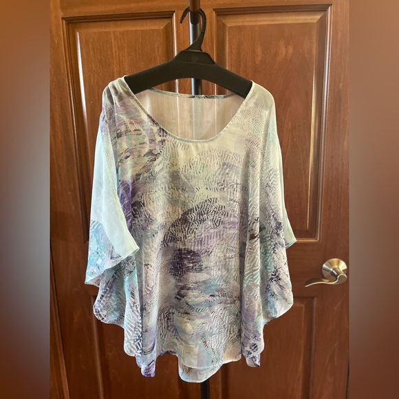 Chico's Tops - Chico’s Blouse Abstract Print Light Blue Size M